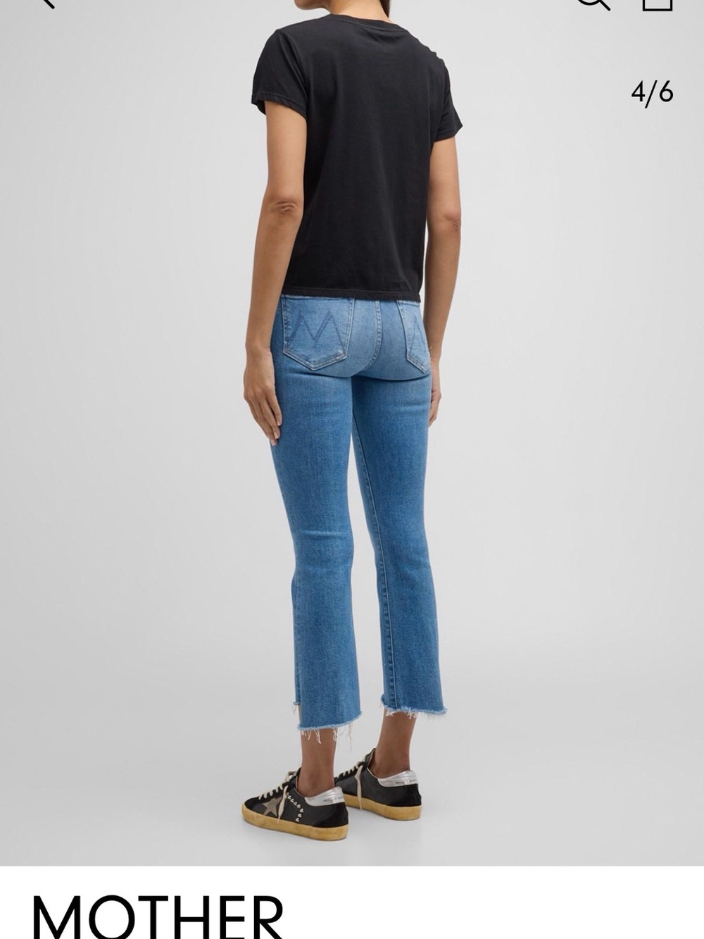 MOTHER Light Blue High-Rise Cropped Jeans with Raw Hem - Picture 2 of 2